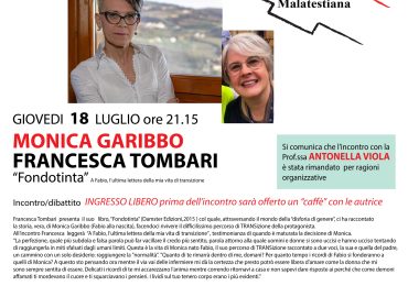 “Fondotinta”: incontro alla Rocca con Francesca Tombari e Monica Garibbo (Fabio alla nascita)