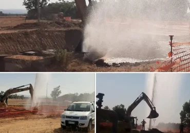 Eolico a Villacidro, nel cantiere esplode una condotta: ingente perdita d'<b>acqua</b>