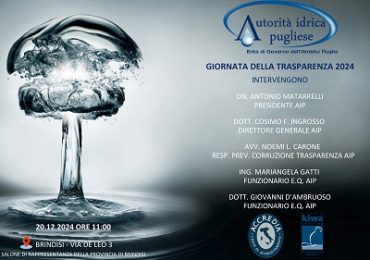 Salone di rappresentanza della Provincia di Brindisi: il 20 dicembre Autorità Idrica Pugliese ...