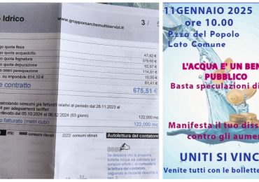 Pesaro, maxi bollette dell'<b>acqua</b>: scatta la protesta in piazza del Popolo al grido