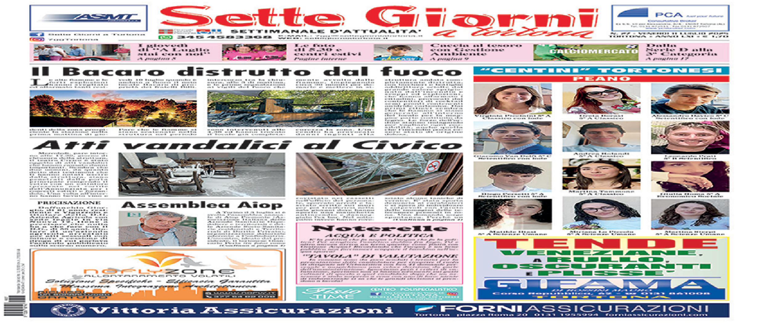 La pagina flash di Sette Giorni - Edizione dell'11.7.25 - - Settegiorni a Tortona