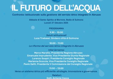 A Sulmona il convegno “Il futuro dell'<b>acqua</b>”: istituzioni e tecnici a confronto sulla <b>gestione</b> ...